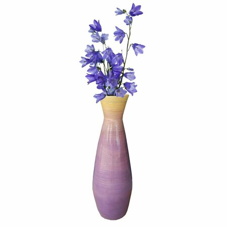 COLOCAR 24 x 8 in. Dia. Bamboo Floor Vase, Glossy Purple CO3184532